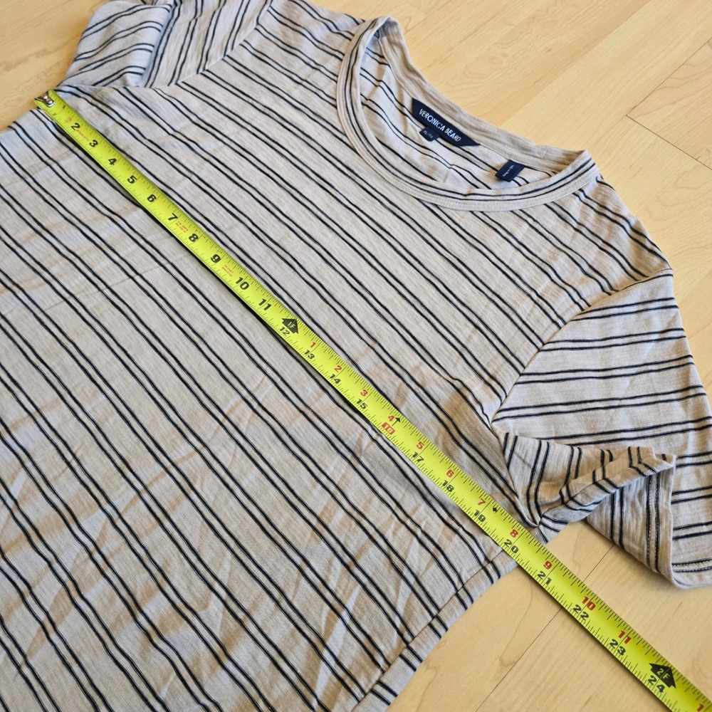 Veronica Beard Womens XL Beige Black Striped Short Sleeve Crewneck T-Shirt Peru - Picture 7 of 11